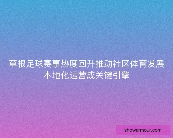 草根足球赛事热度回升推动社区体育发展本地化运营成关键引擎