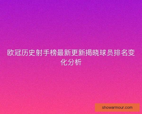 欧冠历史射手榜最新更新揭晓球员排名变化分析